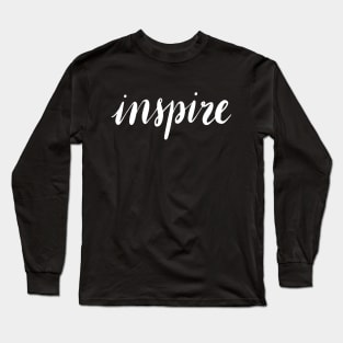 Inspire, Inspire word in white stylised font Long Sleeve T-Shirt